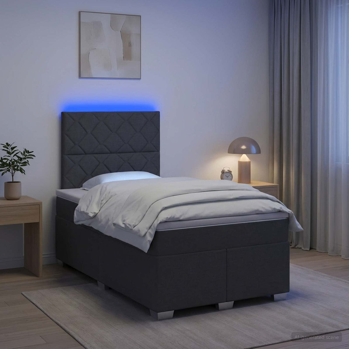 Lit boxspring avec matelas Gris foncé 120 x 200 cm Tissu