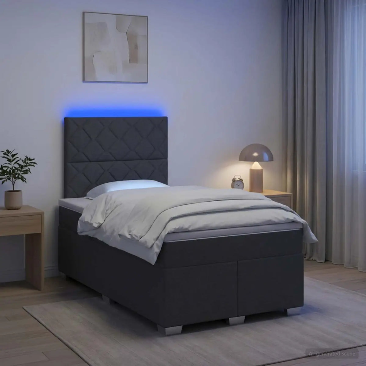 Lit boxspring avec matelas Gris foncé 120 x 190 cm Tissu - XIOS