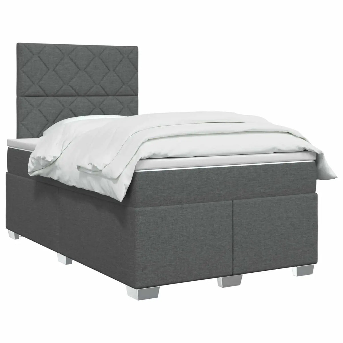 Lit boxspring avec matelas Gris foncé 120 x 190 cm Tissu - XIOS
