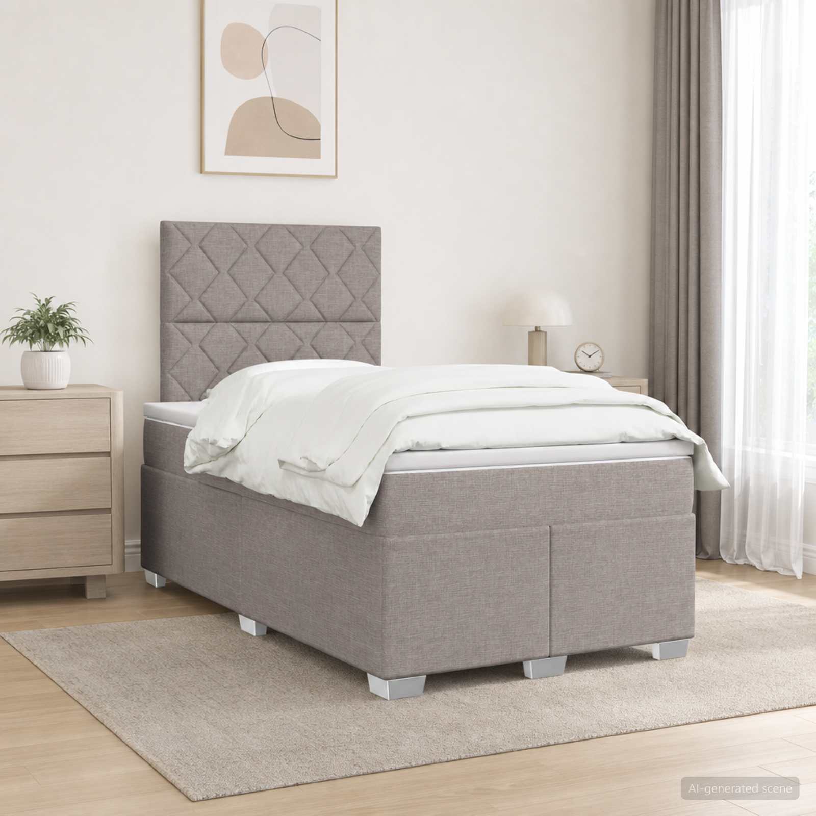 Lit boxspring avec matelas Taupe 120 x 190 cm Tissu