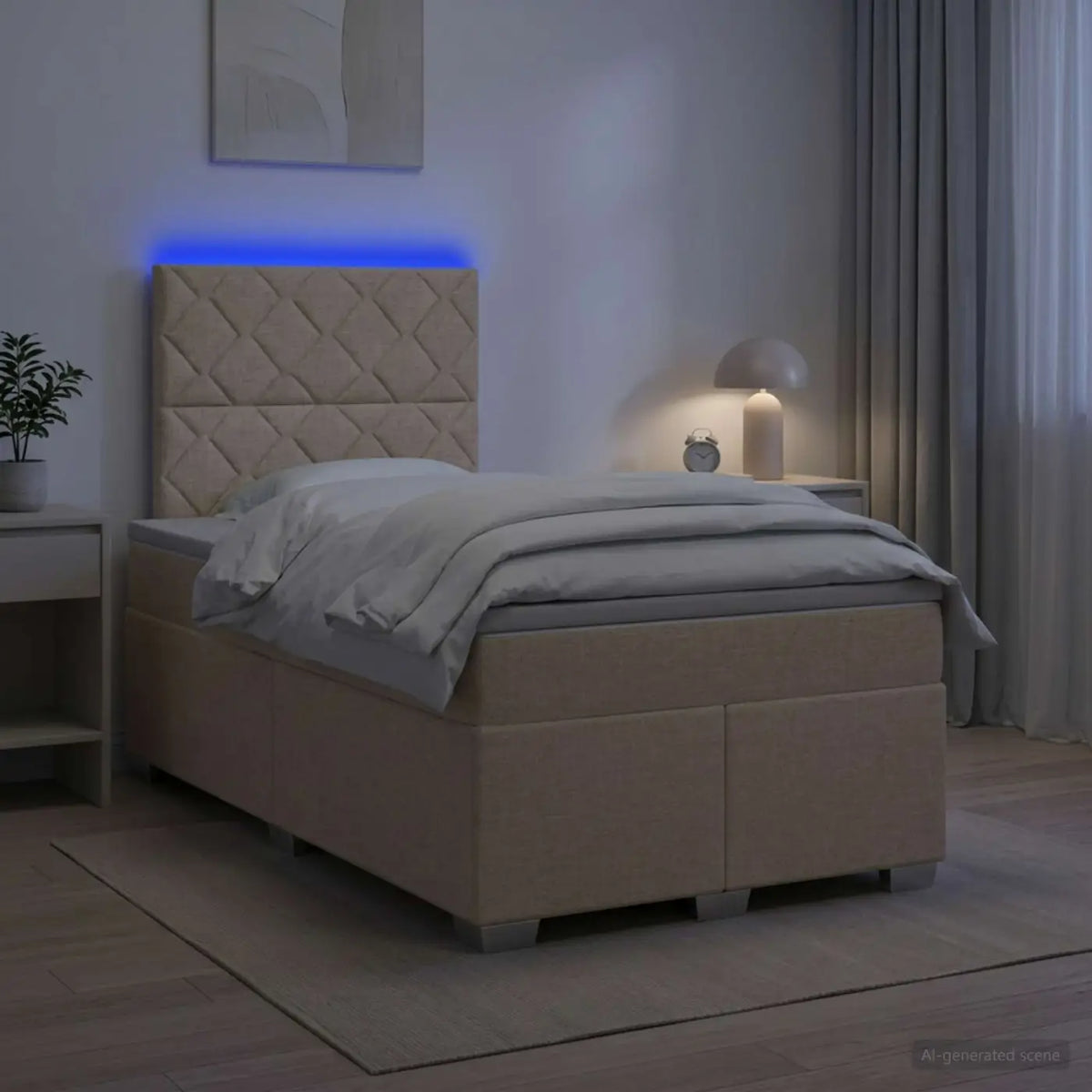 Lit boxspring avec matelas Crème 120 x 190 cm Tissu - XIOS