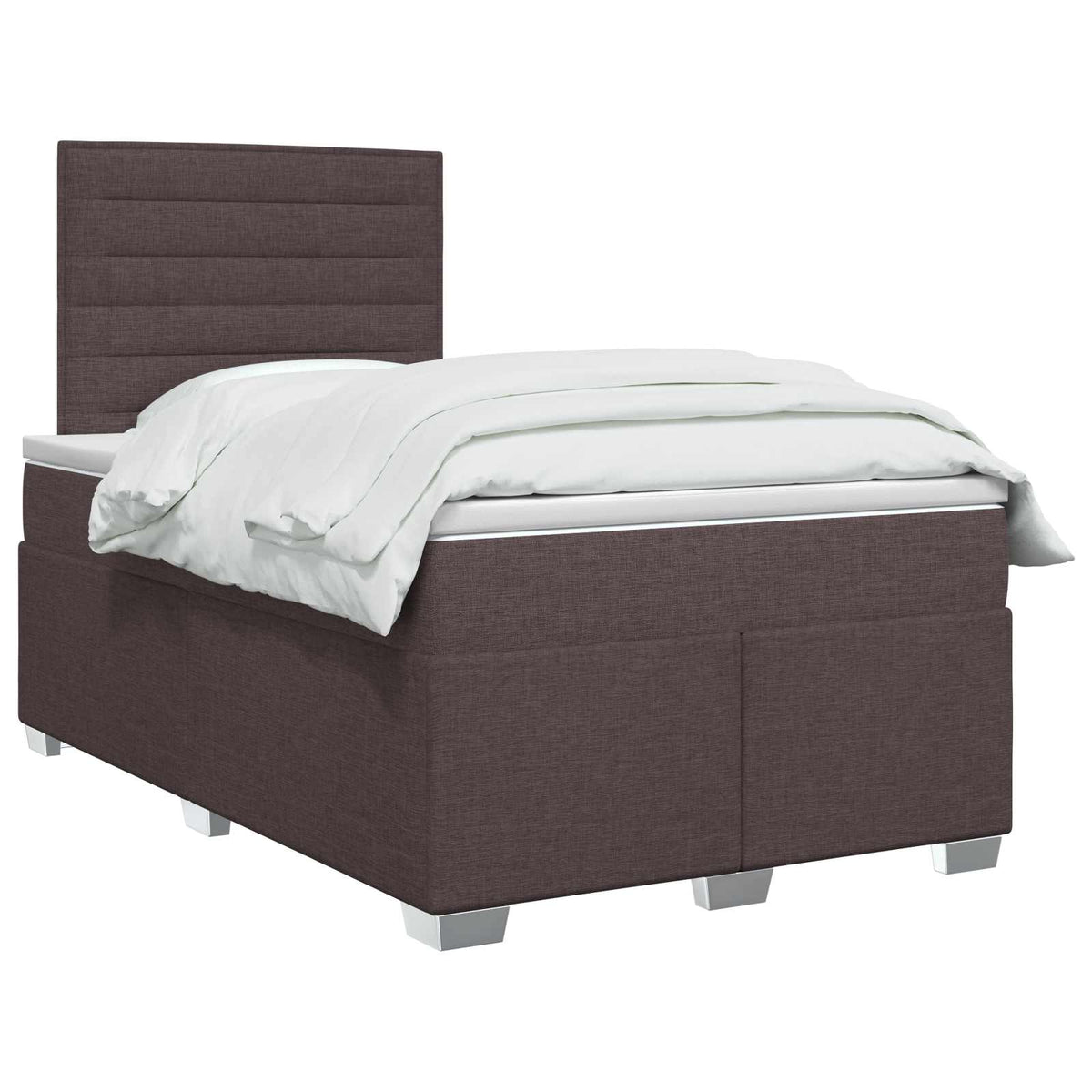 Lit boxspring avec matelas Marron foncé 120 x 200 cm Tissu