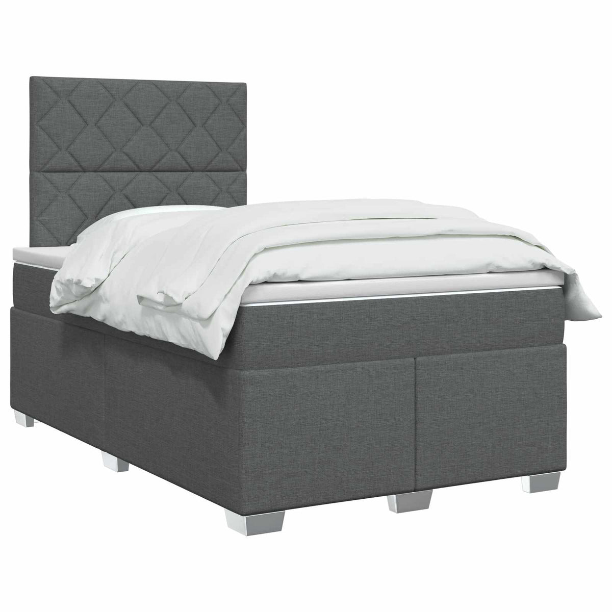 Lit boxspring avec matelas Gris foncé 120 x 200 cm Tissu