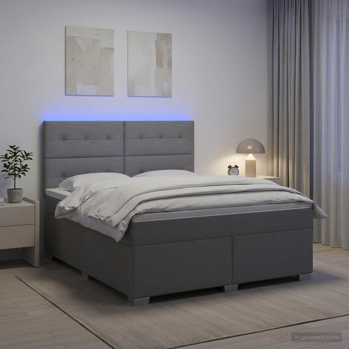 Lit boxspring avec matelas Gris clair 140 x 200 cm Tissu