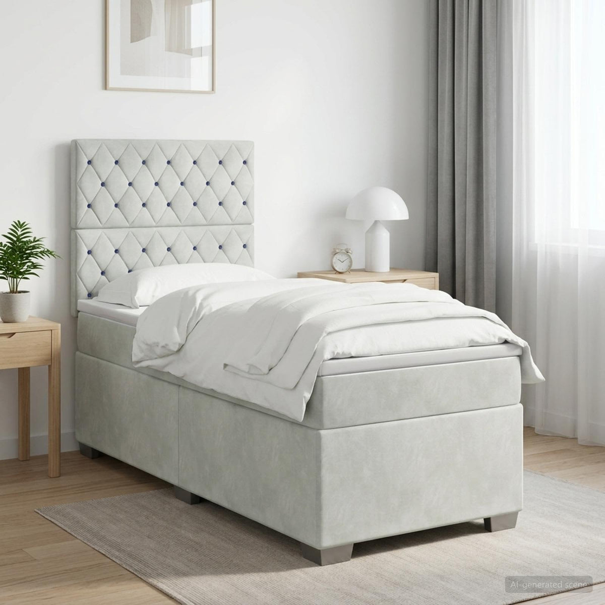 Lit de box spring avec matelas et LED Gris clair 90 x 190 cm