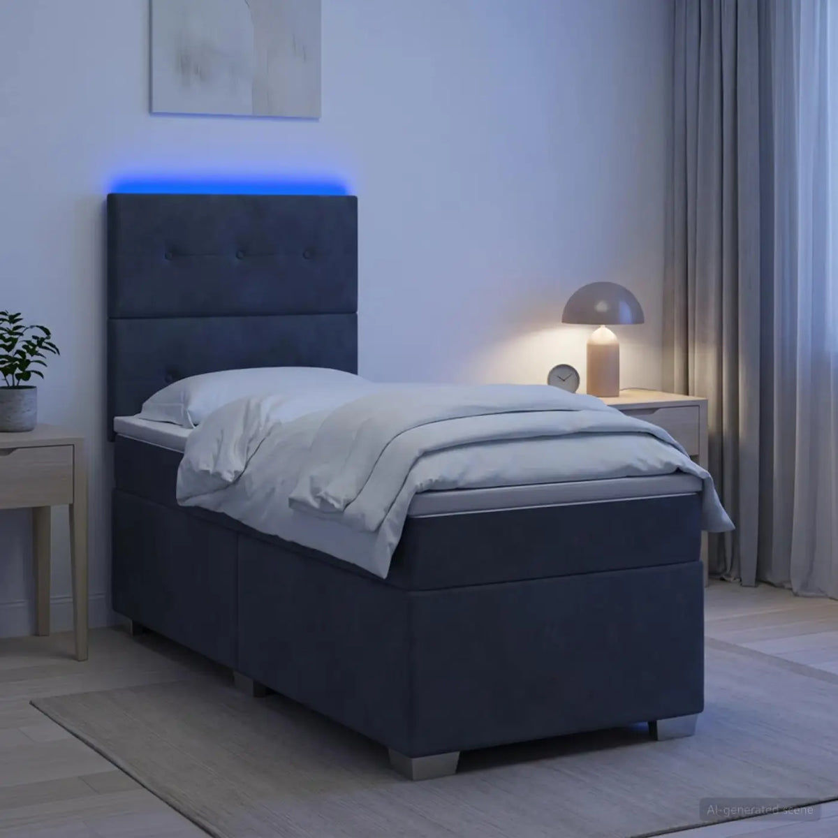 Lit boxspring avec matelas Gris foncé 90 x 200 cm Velours - XIOS