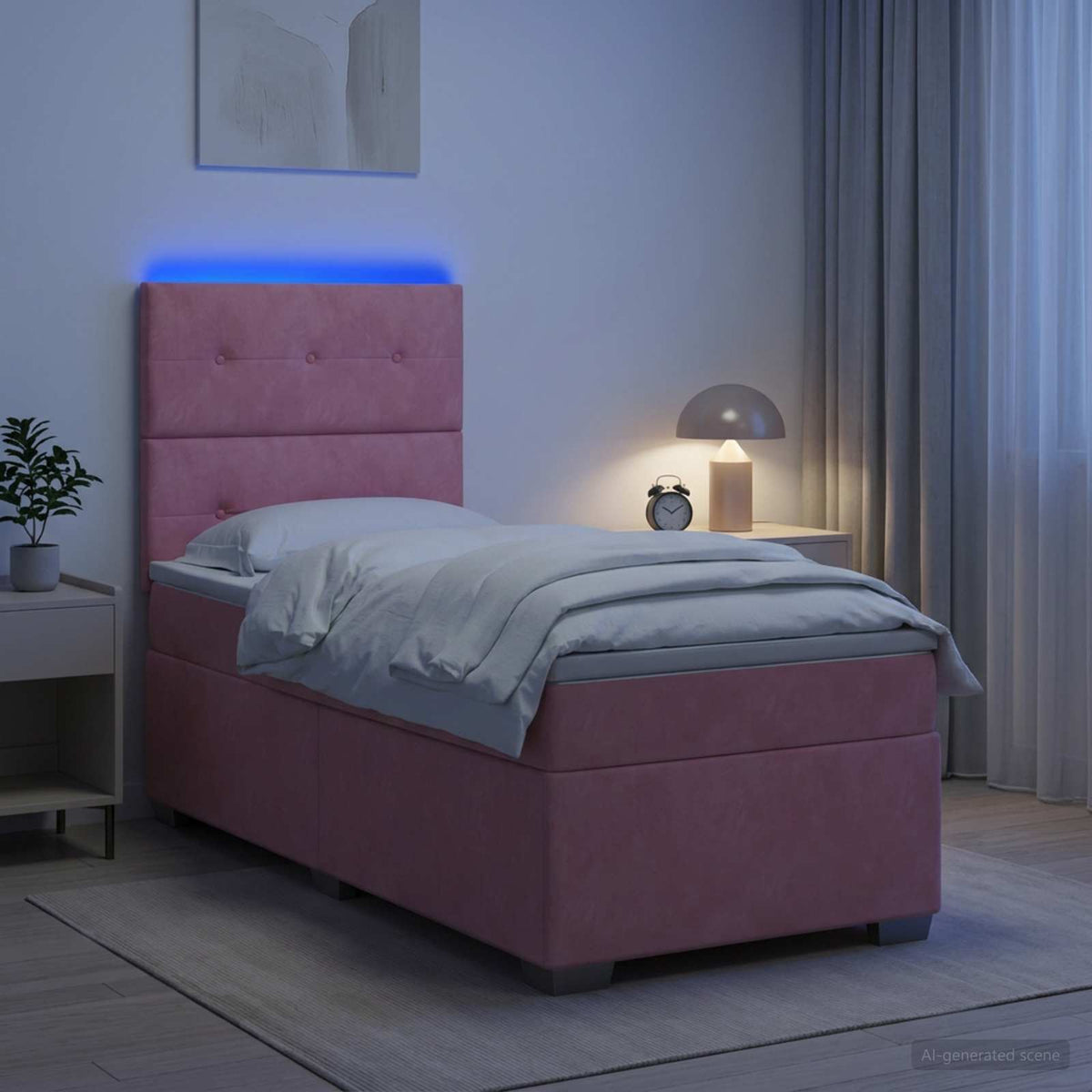 Lit boxspring avec matelas Rose 100 x 200 cm Velours