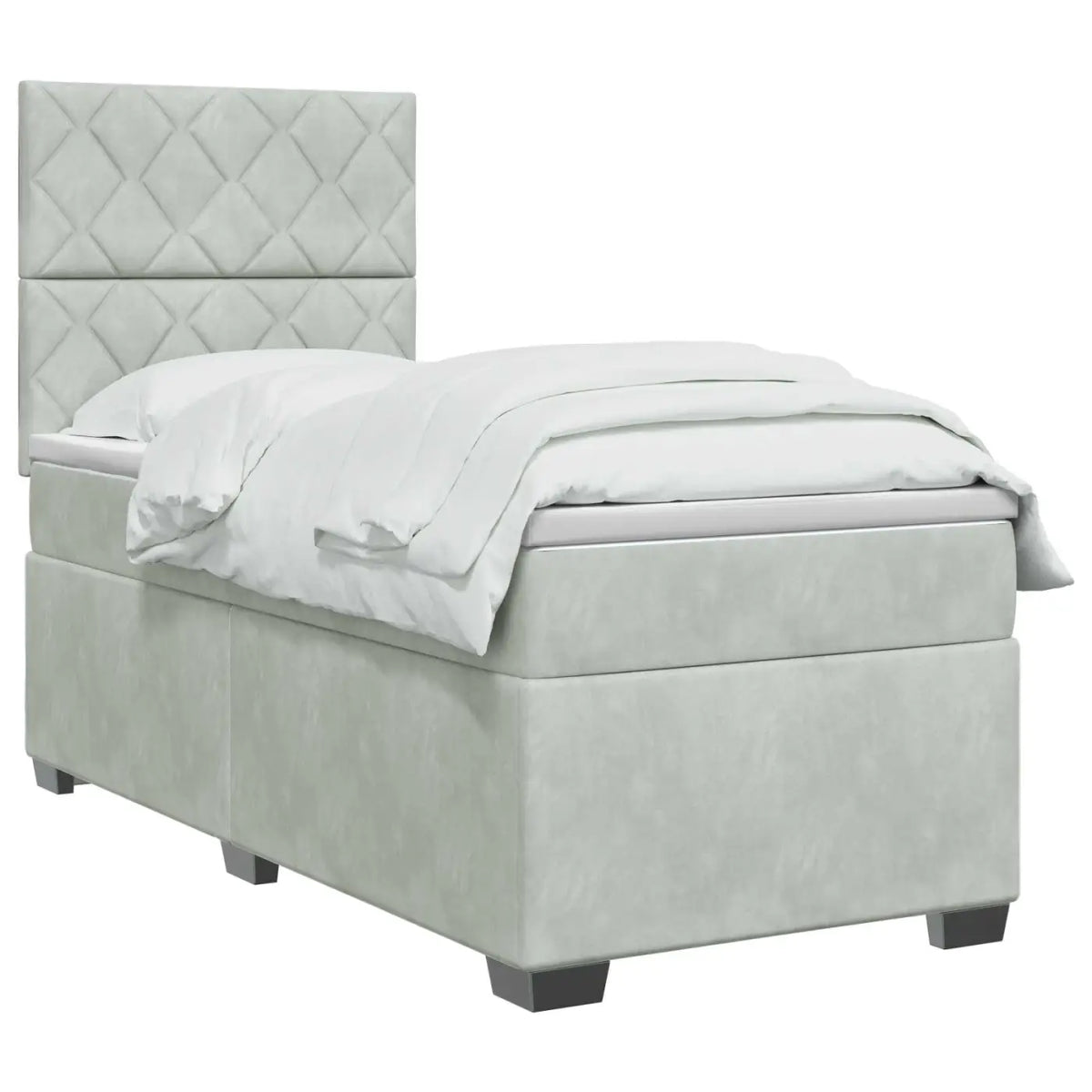 Lit boxspring avec matelas Gris clair 80 x 200 cm Velours - XIOS