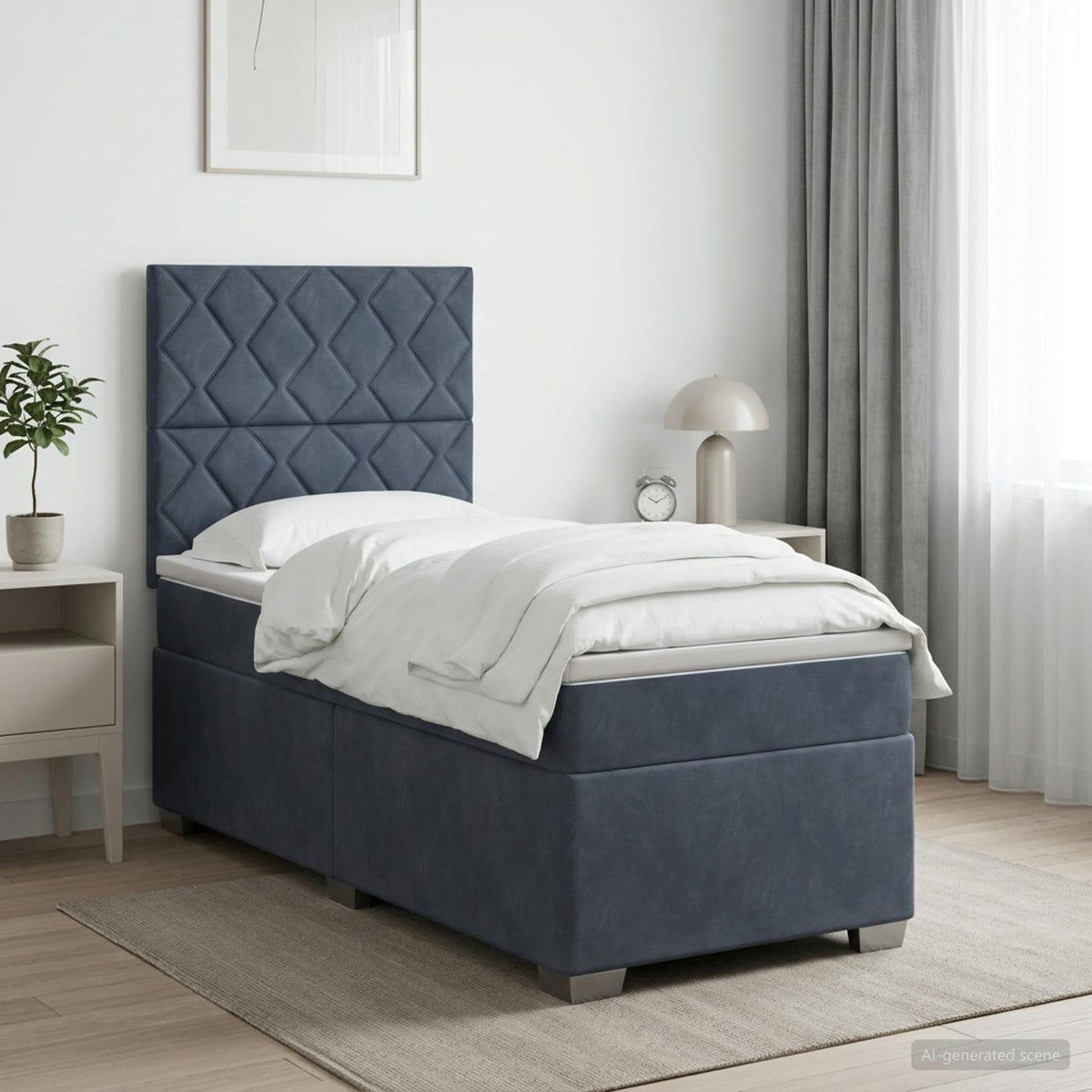 Lit boxspring avec matelas Gris foncé 90 x 190 cm Velours