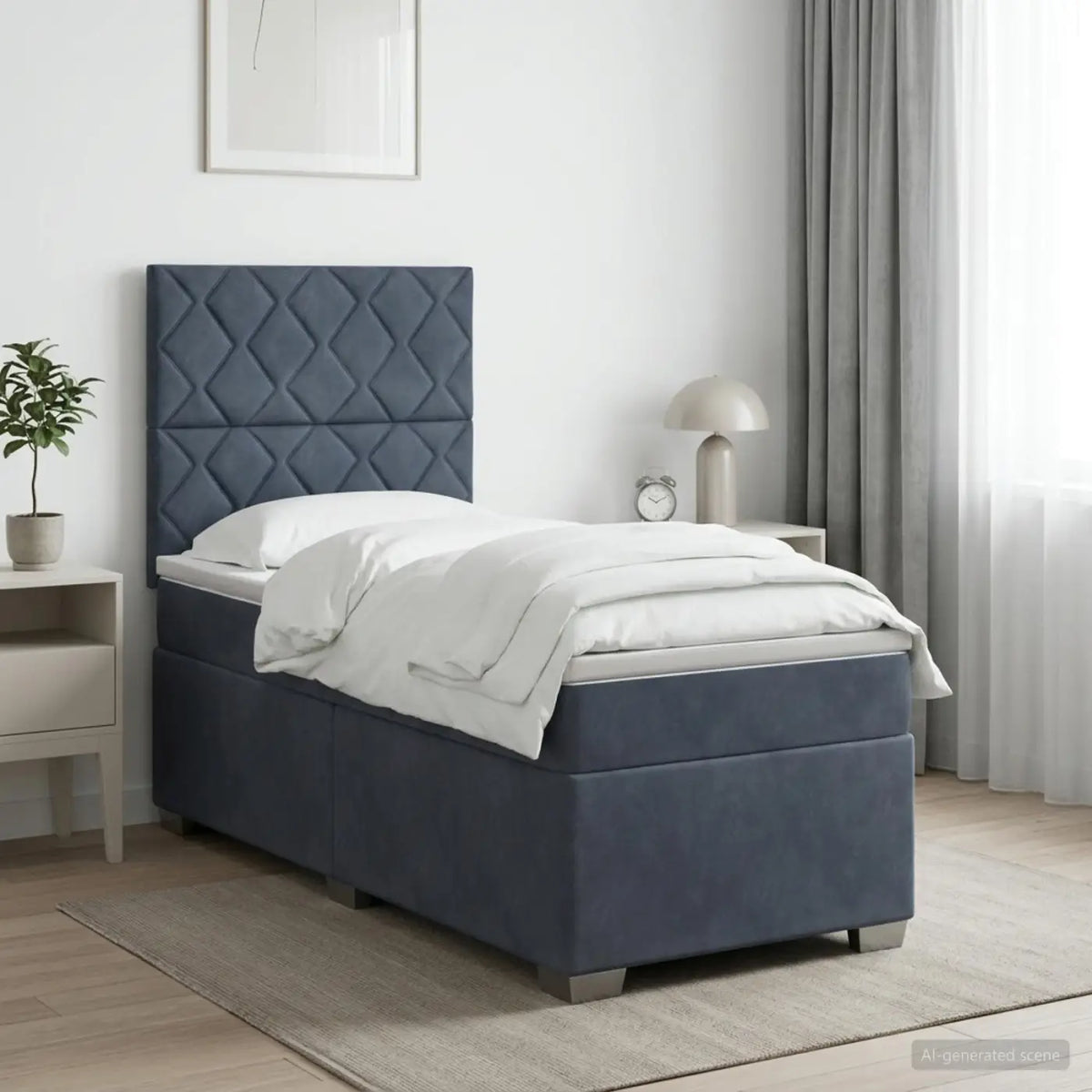 Lit de box spring avec matelas et LED Gris foncé 90 x 190 cm - XIOS