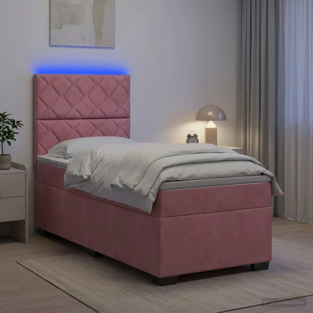 Lit boxspring avec matelas Rose 80 x 200 cm Velours - XIOS