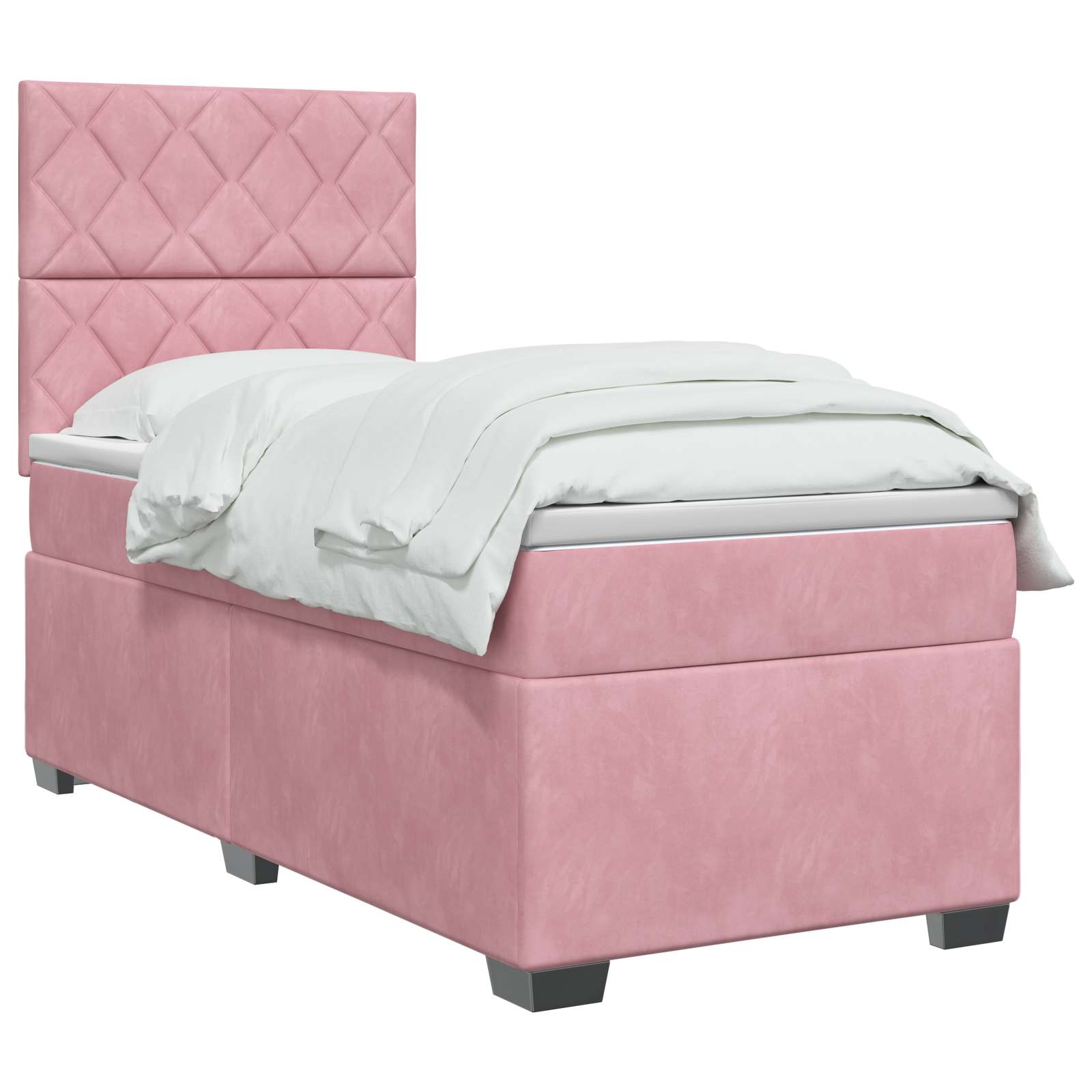 Lit boxspring avec matelas Rose 80 x 200 cm Velours