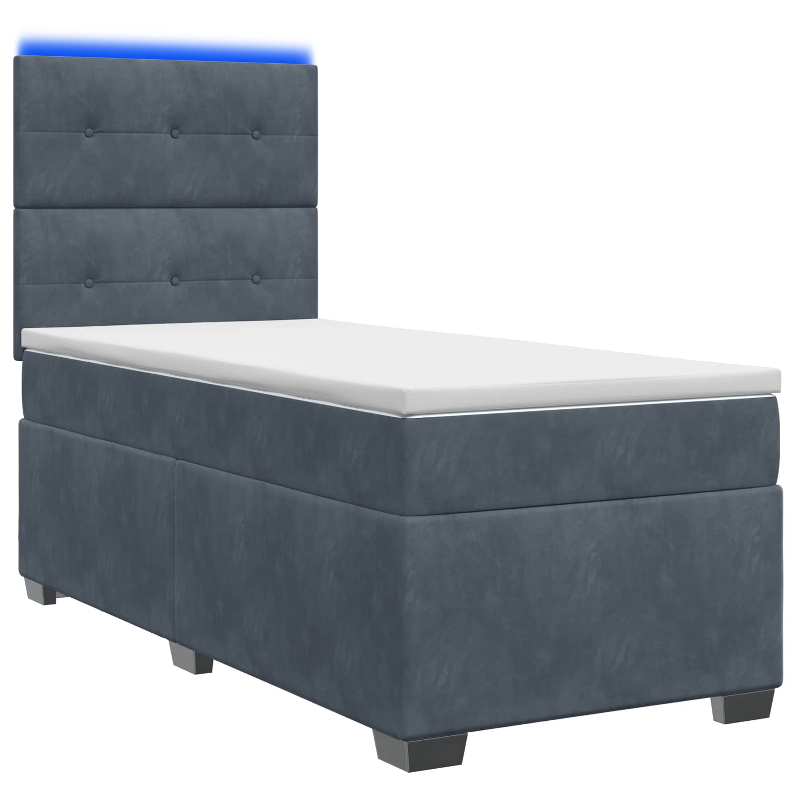 Lit boxspring avec matelas Gris foncé 90 x 190 cm Velours - XIOS