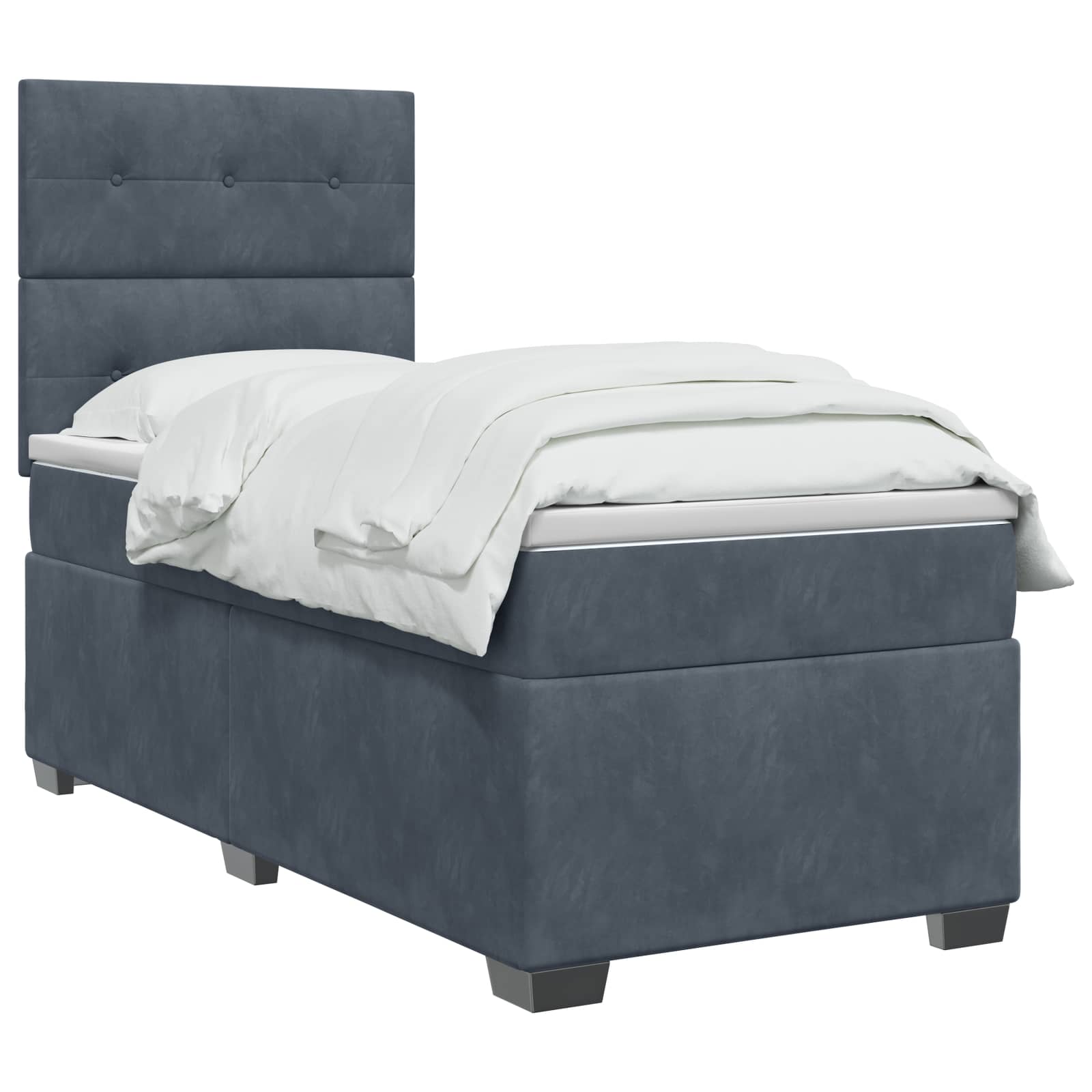 Lit boxspring avec matelas Gris foncé 90 x 190 cm Velours - XIOS