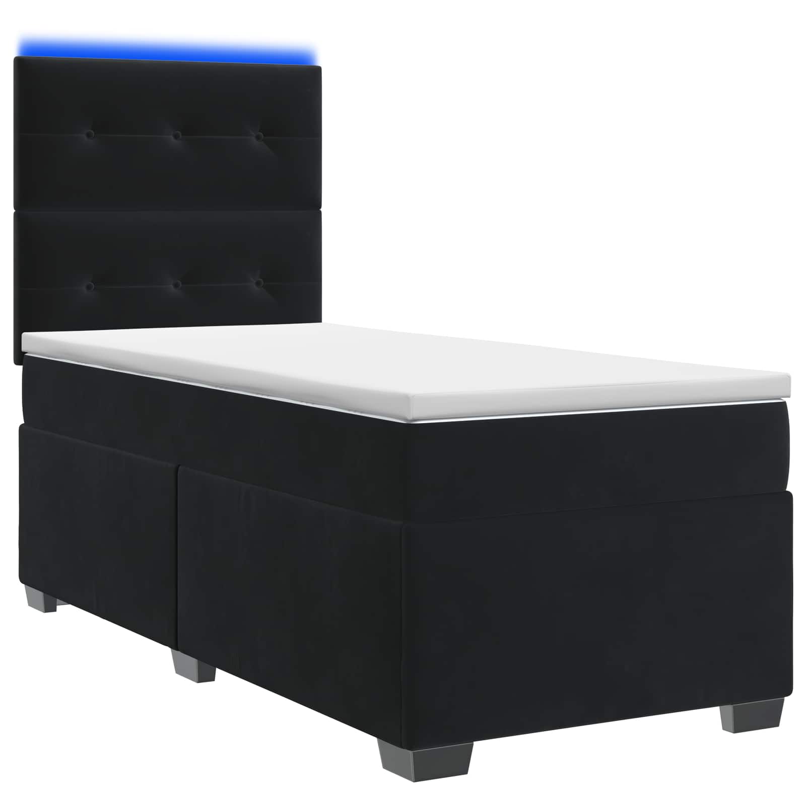 Lit boxspring avec matelas Noir 90 x 190 cm Velours - XIOS
