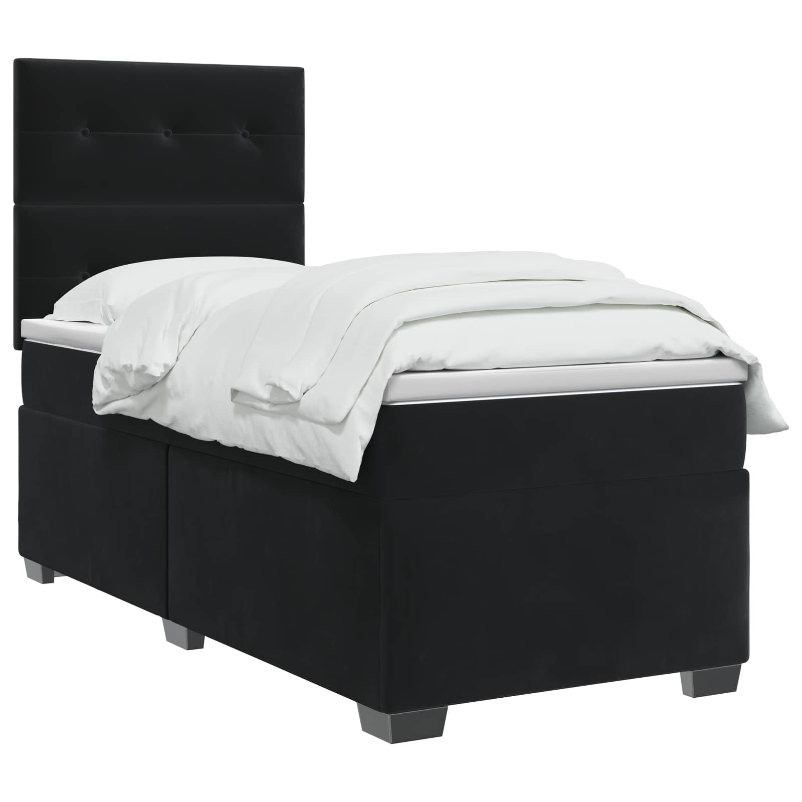 Lit boxspring avec matelas Noir 90 x 190 cm Velours - XIOS