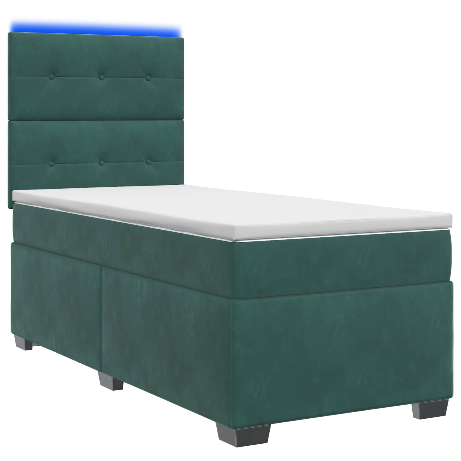Lit boxspring avec matelas Vert foncé 90 x 190 cm Velours