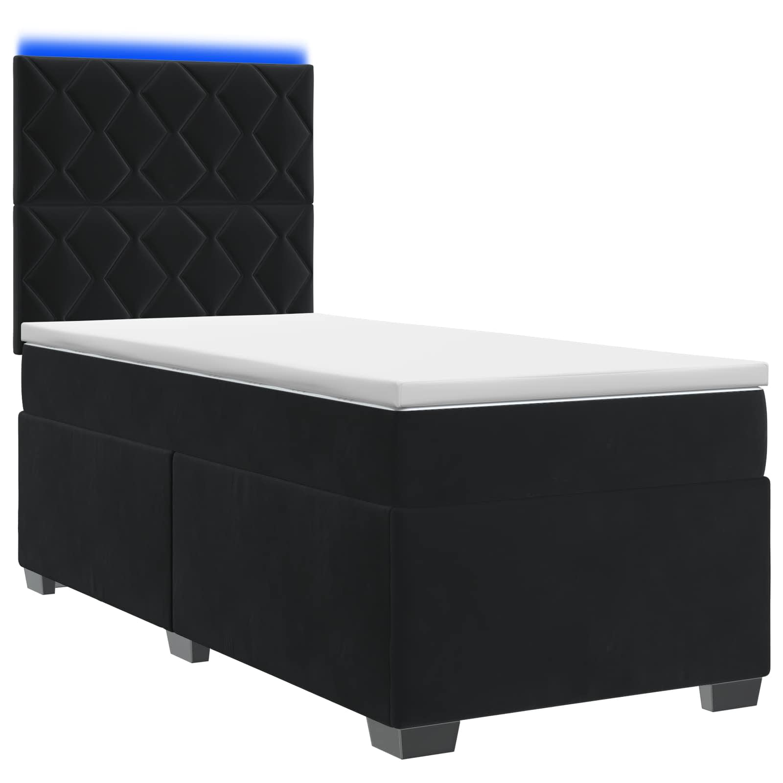 Lit boxspring avec matelas Noir 90 x 190 cm Velours - XIOS