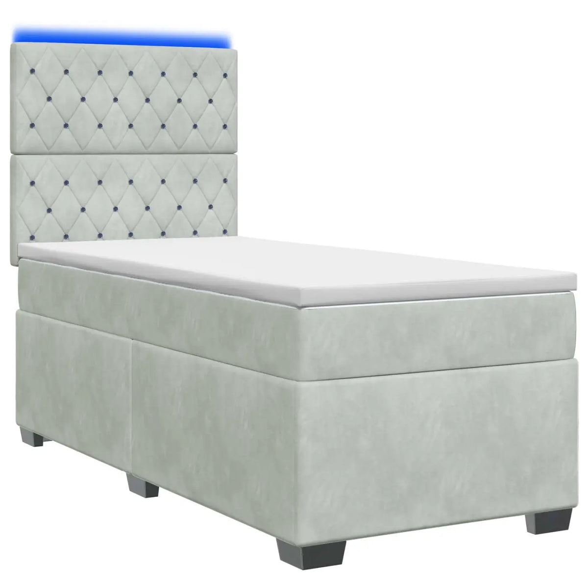 Lit boxspring avec matelas Gris clair 90 x 200 cm Velours - XIOS