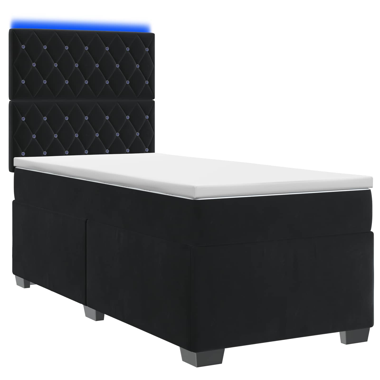Lit boxspring avec matelas Noir 90 x 200 cm Velours
