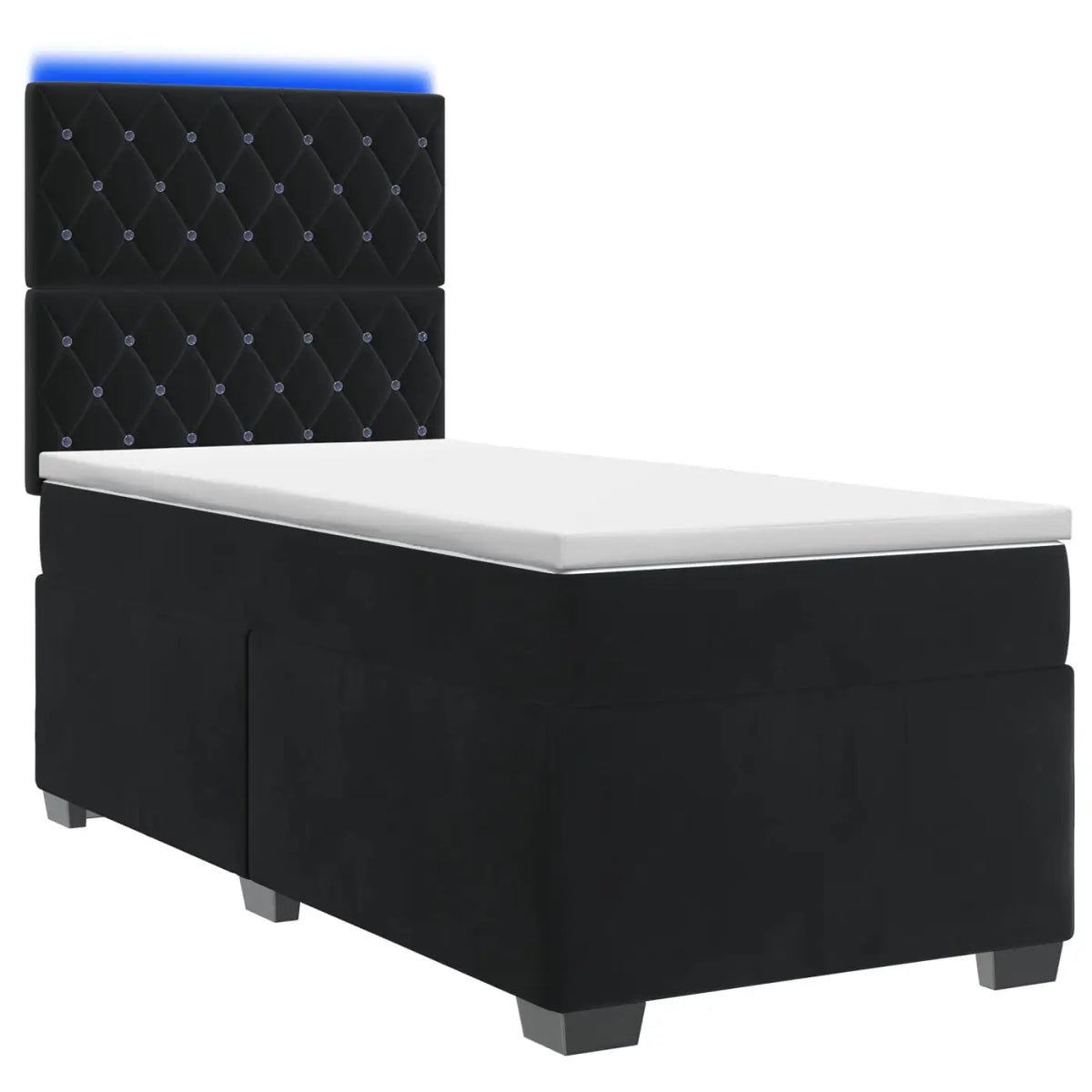 Lit boxspring avec matelas Noir 90 x 200 cm Velours - XIOS