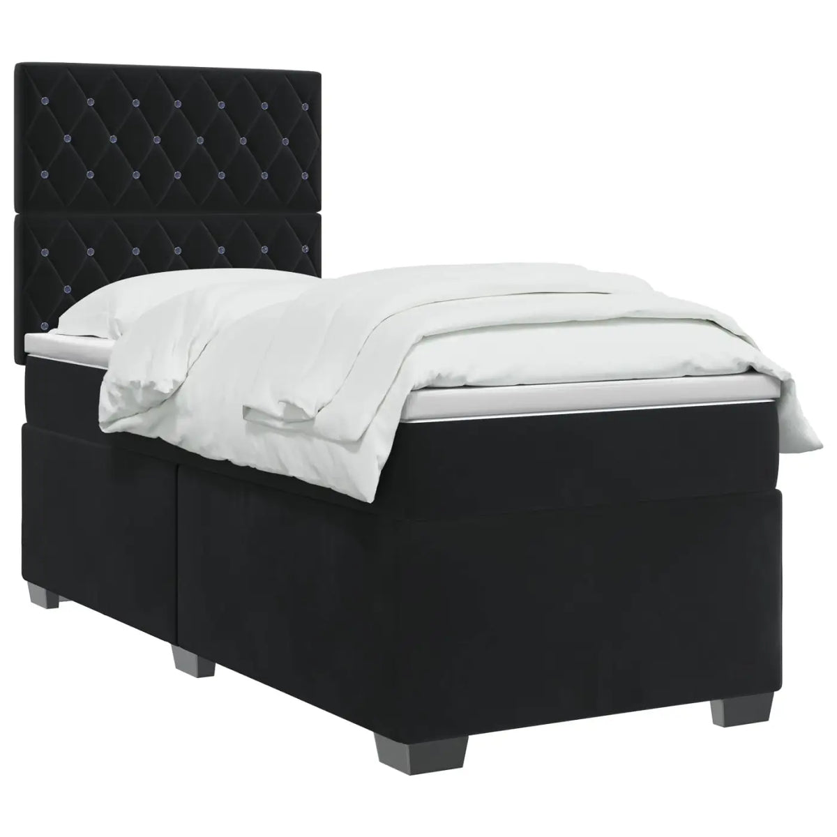 Lit boxspring avec matelas Noir 90 x 200 cm Velours - XIOS