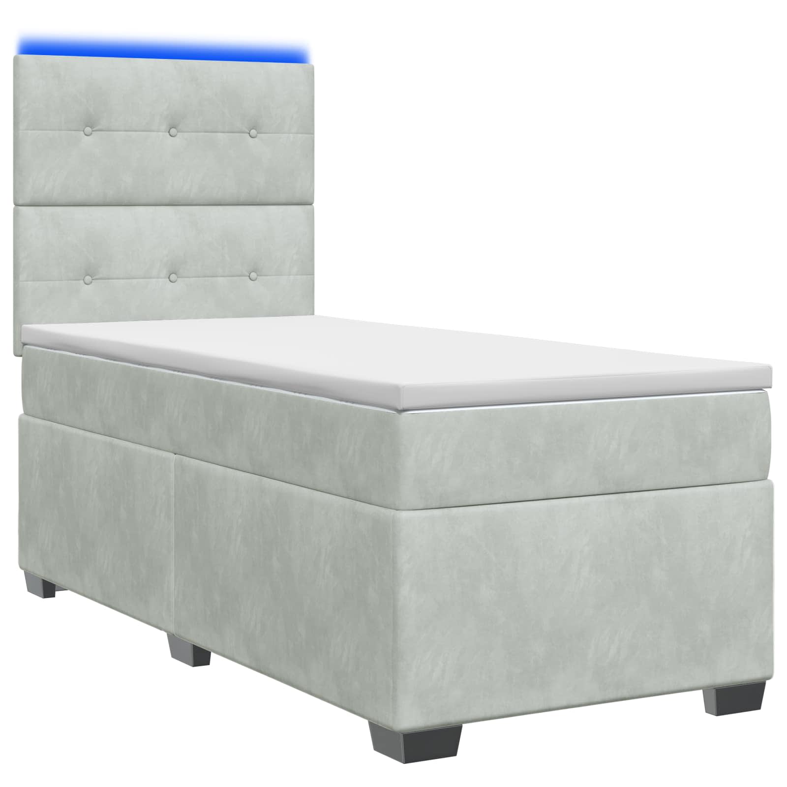 Lit boxspring avec matelas Gris clair 90 x 200 cm Velours - XIOS