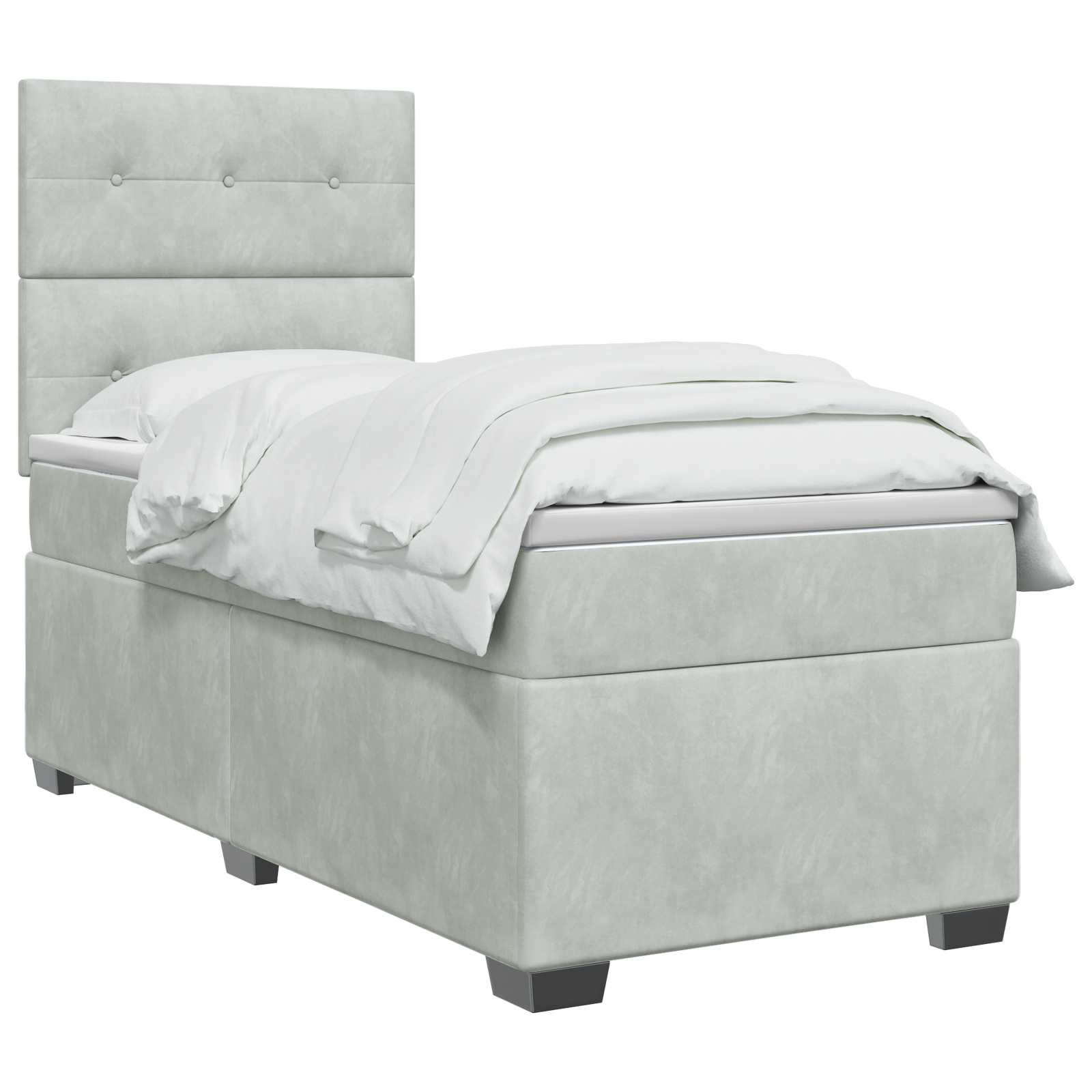 Lit boxspring avec matelas Gris clair 90 x 200 cm Velours - XIOS