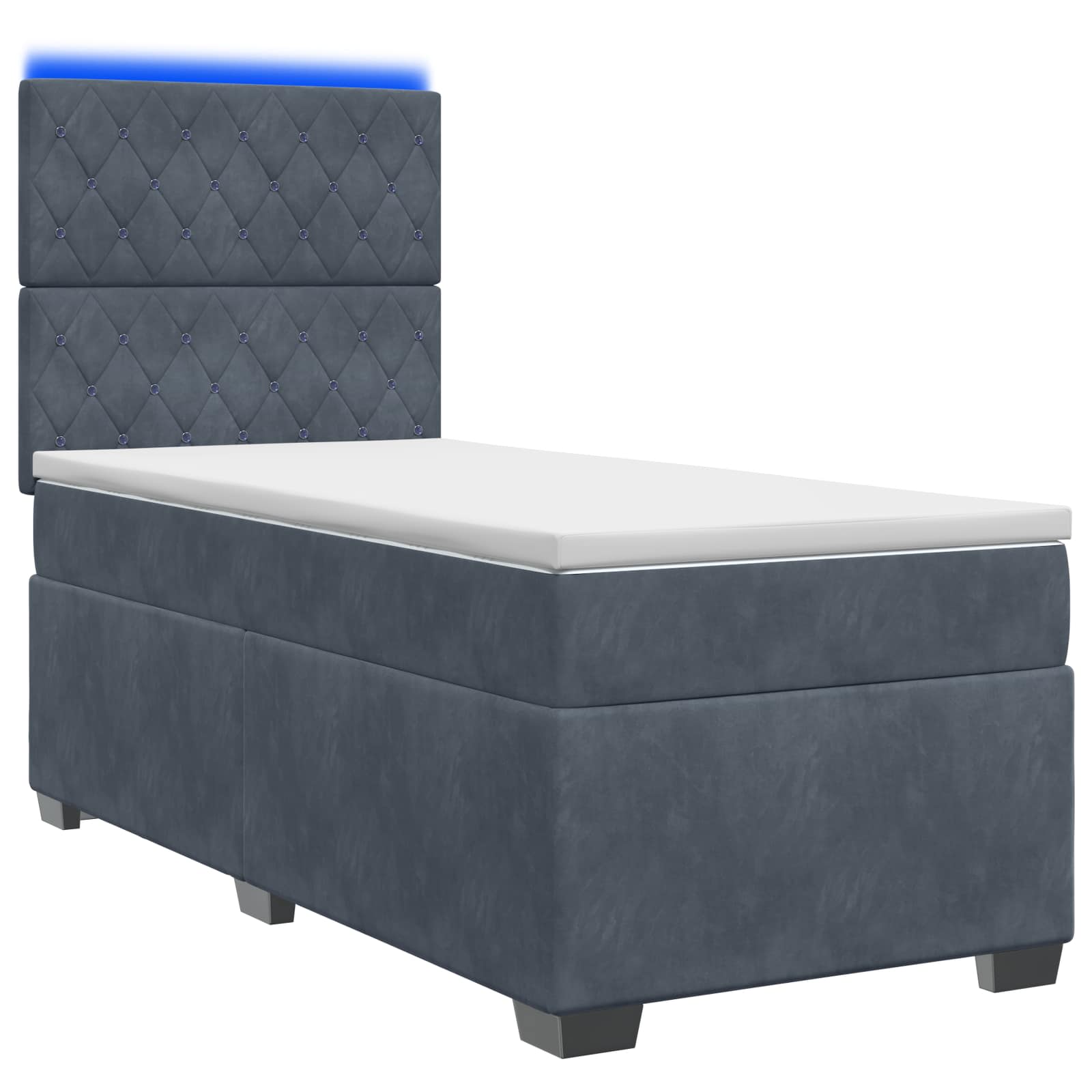Lit boxspring avec matelas Gris foncé 100 x 200 cm Velours - XIOS