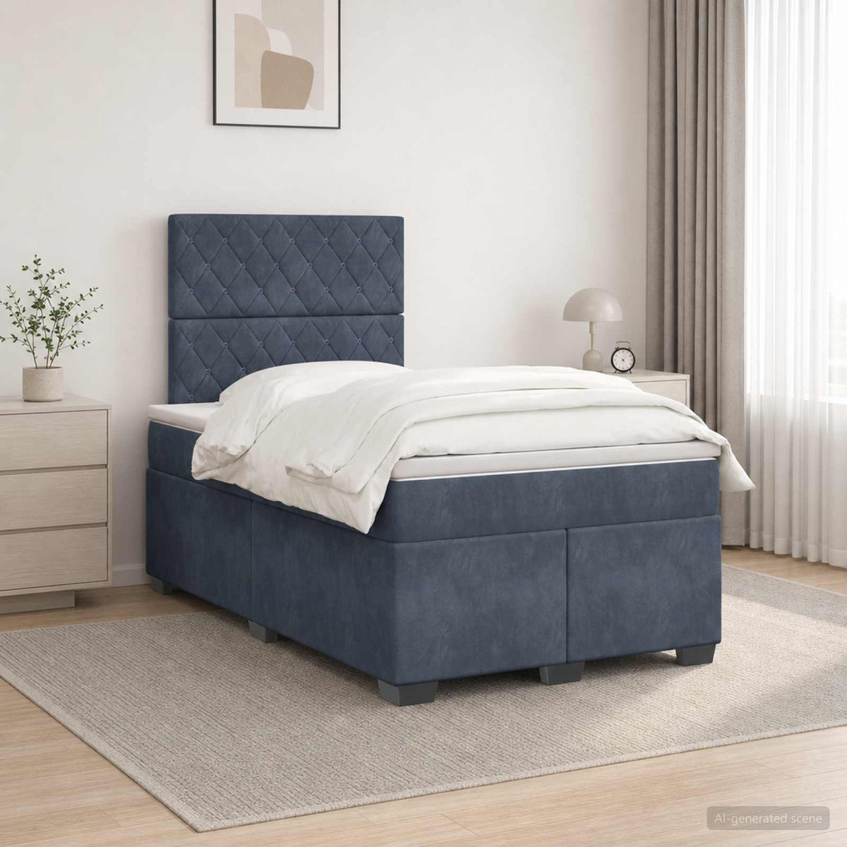 Lit boxspring avec matelas Gris foncé 120 x 200 cm Velours