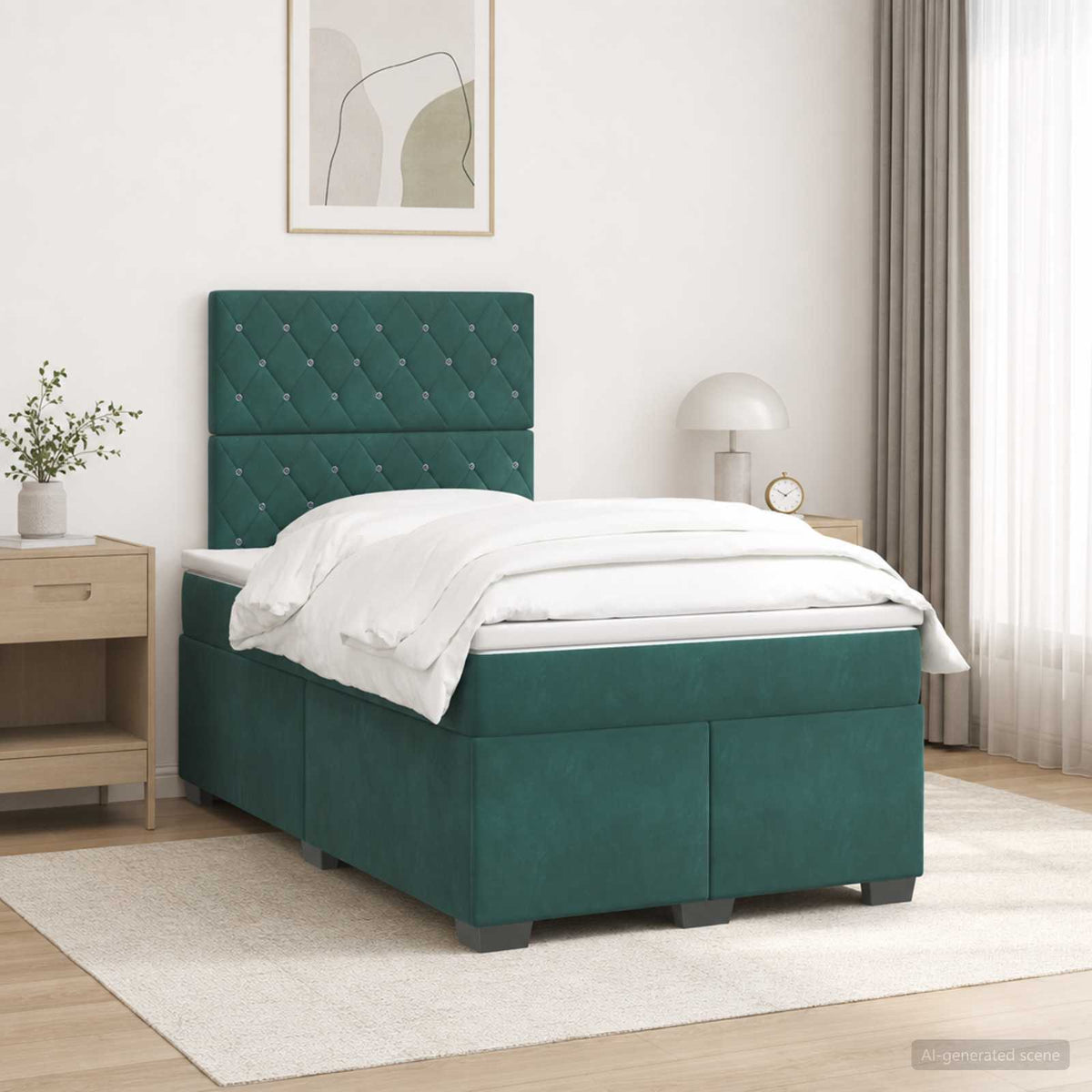 Lit boxspring avec matelas Vert foncé 120 x 190 cm Velours