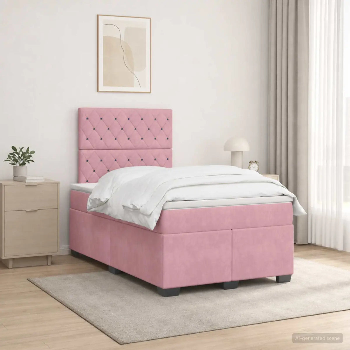 Lit boxspring avec matelas Rose 120 x 200 cm Velours - XIOS
