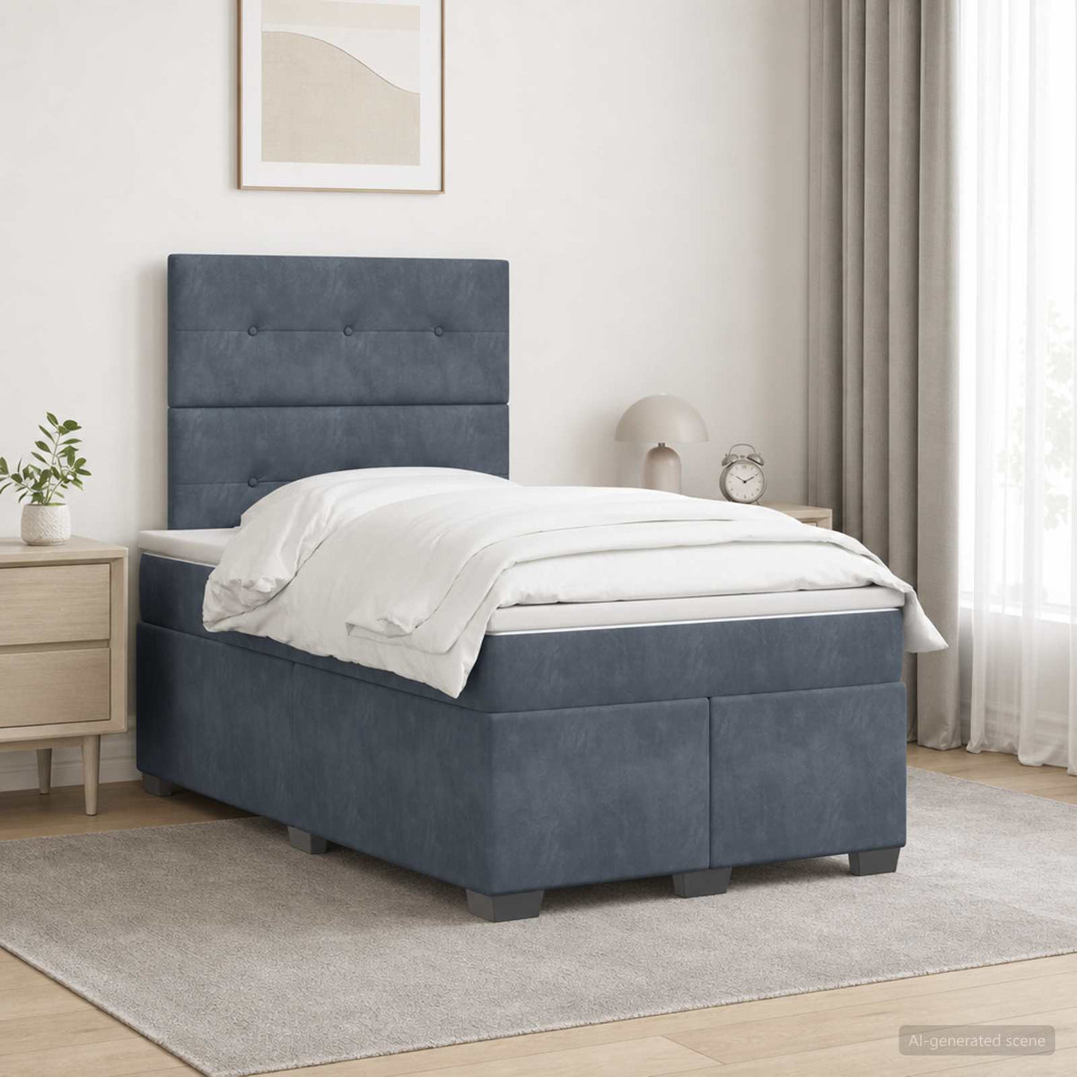 Lit boxspring avec matelas Gris foncé 120 x 200 cm Velours