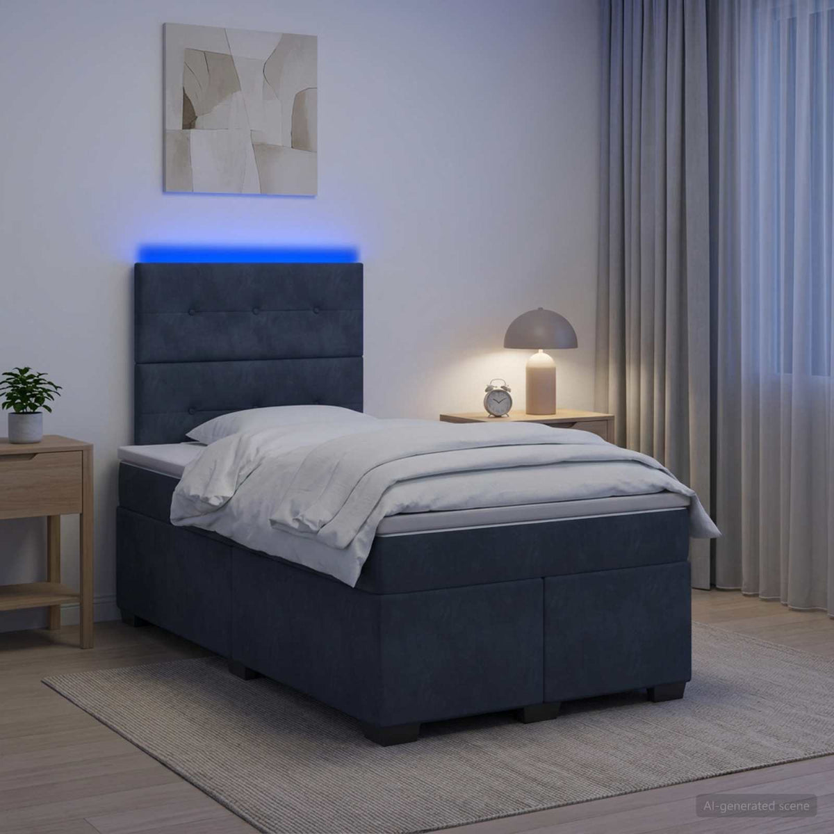 Lit boxspring avec matelas Gris foncé 120 x 200 cm Velours