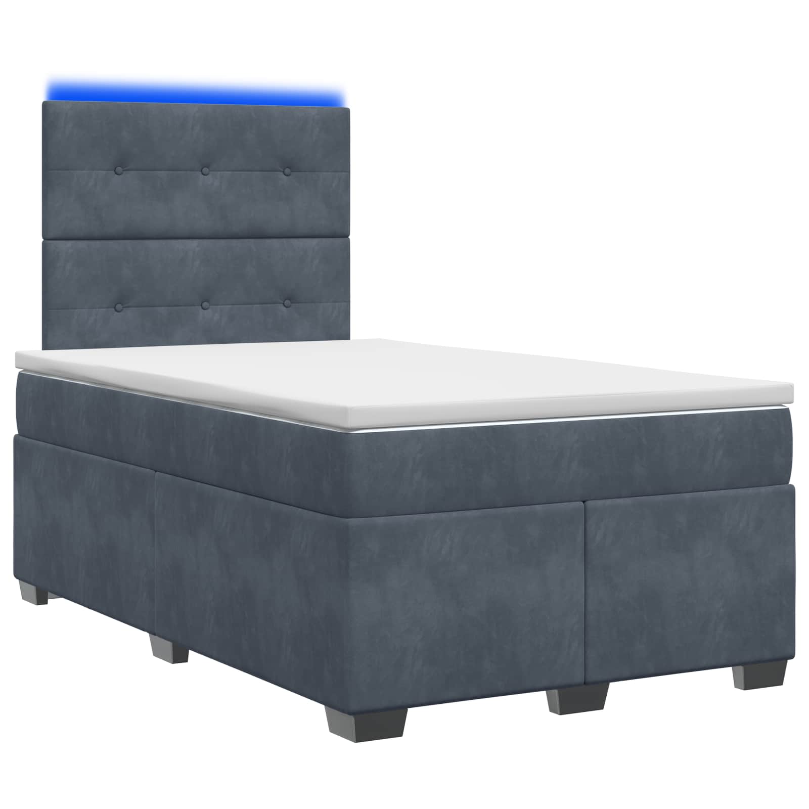 Lit boxspring avec matelas Gris foncé 120 x 190 cm Velours