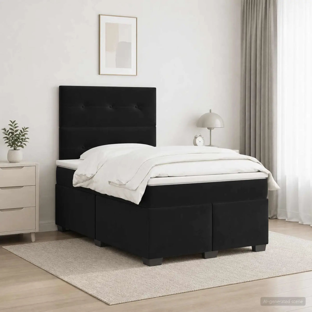 Lit boxspring avec matelas Noir 120 x 200 cm Velours - XIOS