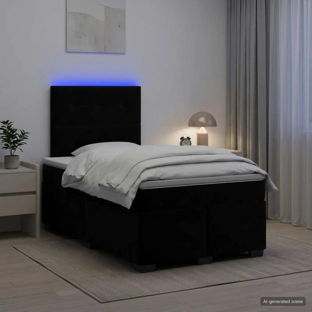 Lit boxspring avec matelas Noir 120 x 200 cm Velours - XIOS
