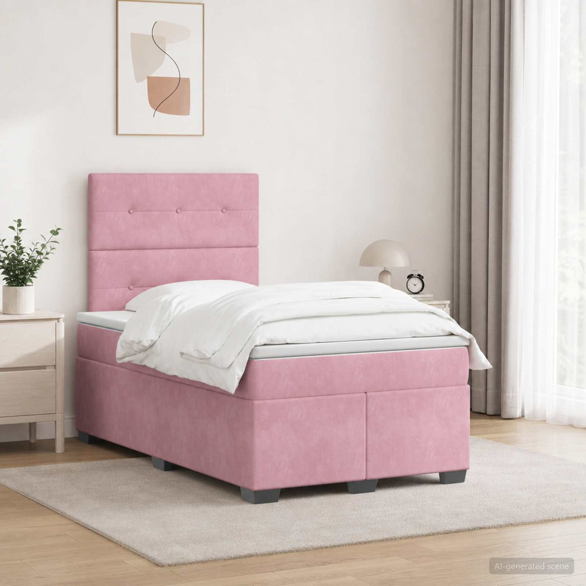 Lit boxspring avec matelas Rose 120 x 200 cm Velours