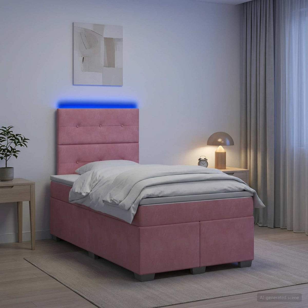 Lit boxspring avec matelas Rose 120 x 200 cm Velours