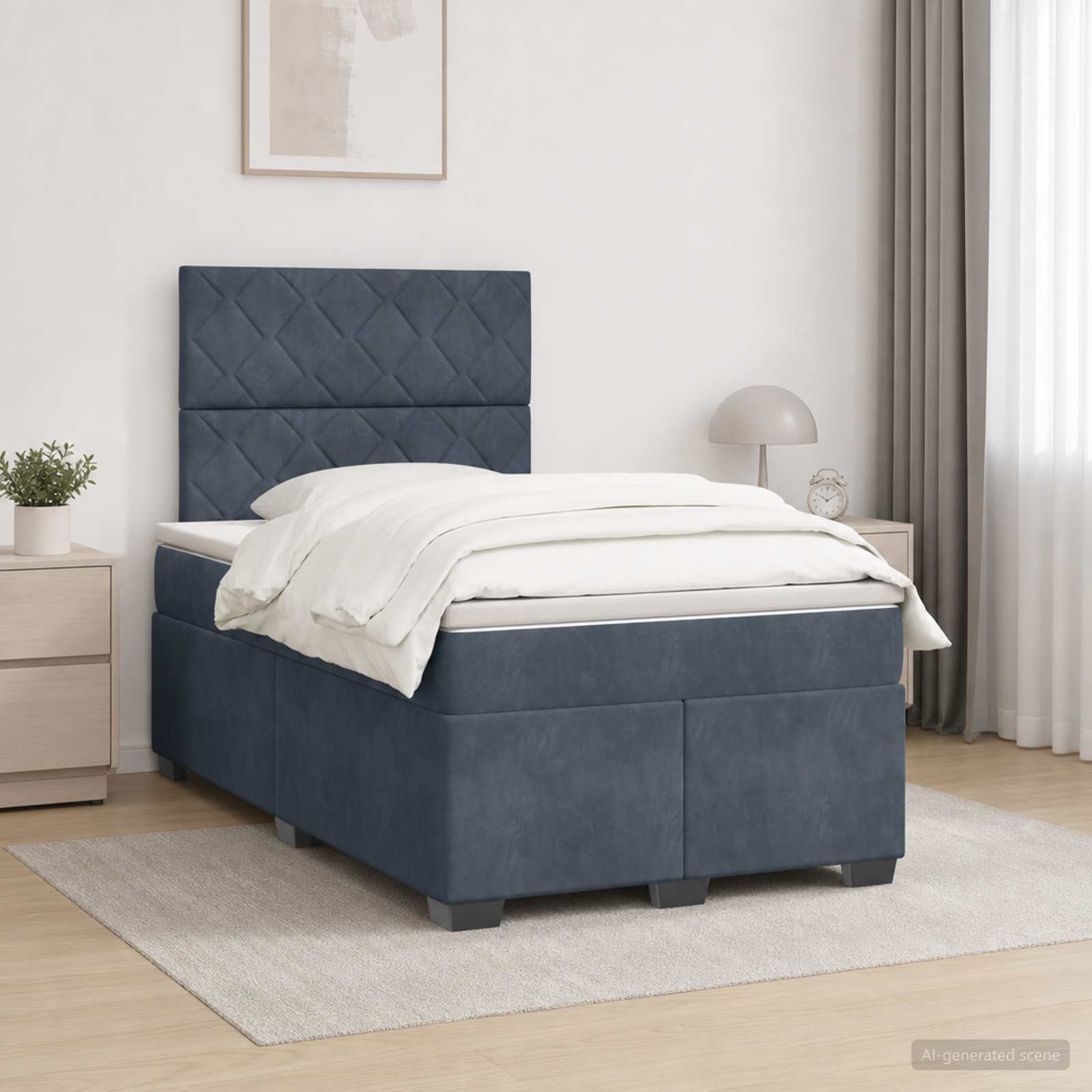 Lit boxspring avec matelas Gris foncé 120 x 190 cm Velours