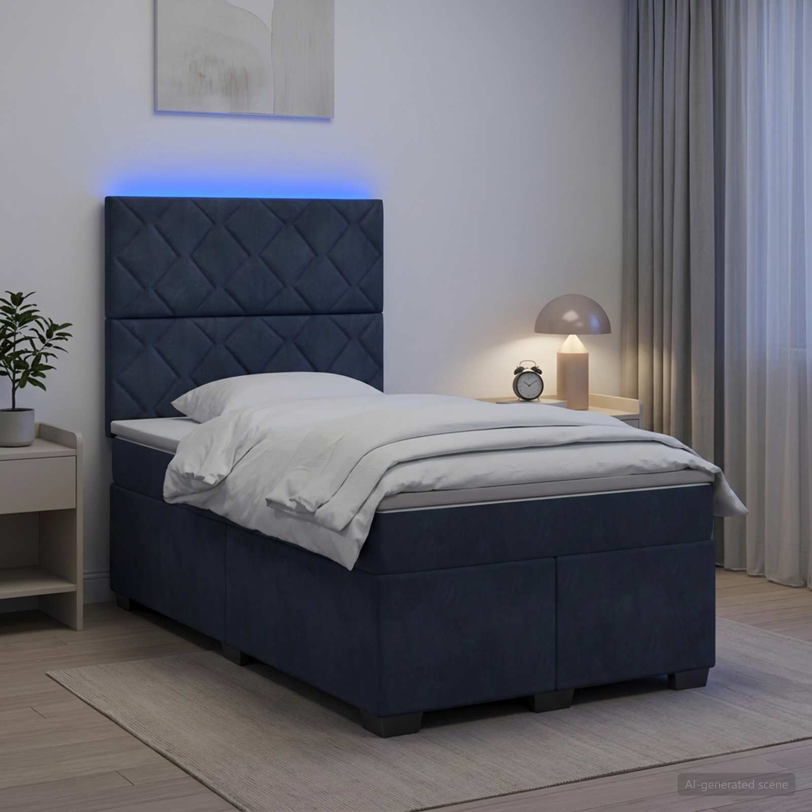 Lit boxspring avec matelas Gris foncé 120 x 190 cm Velours