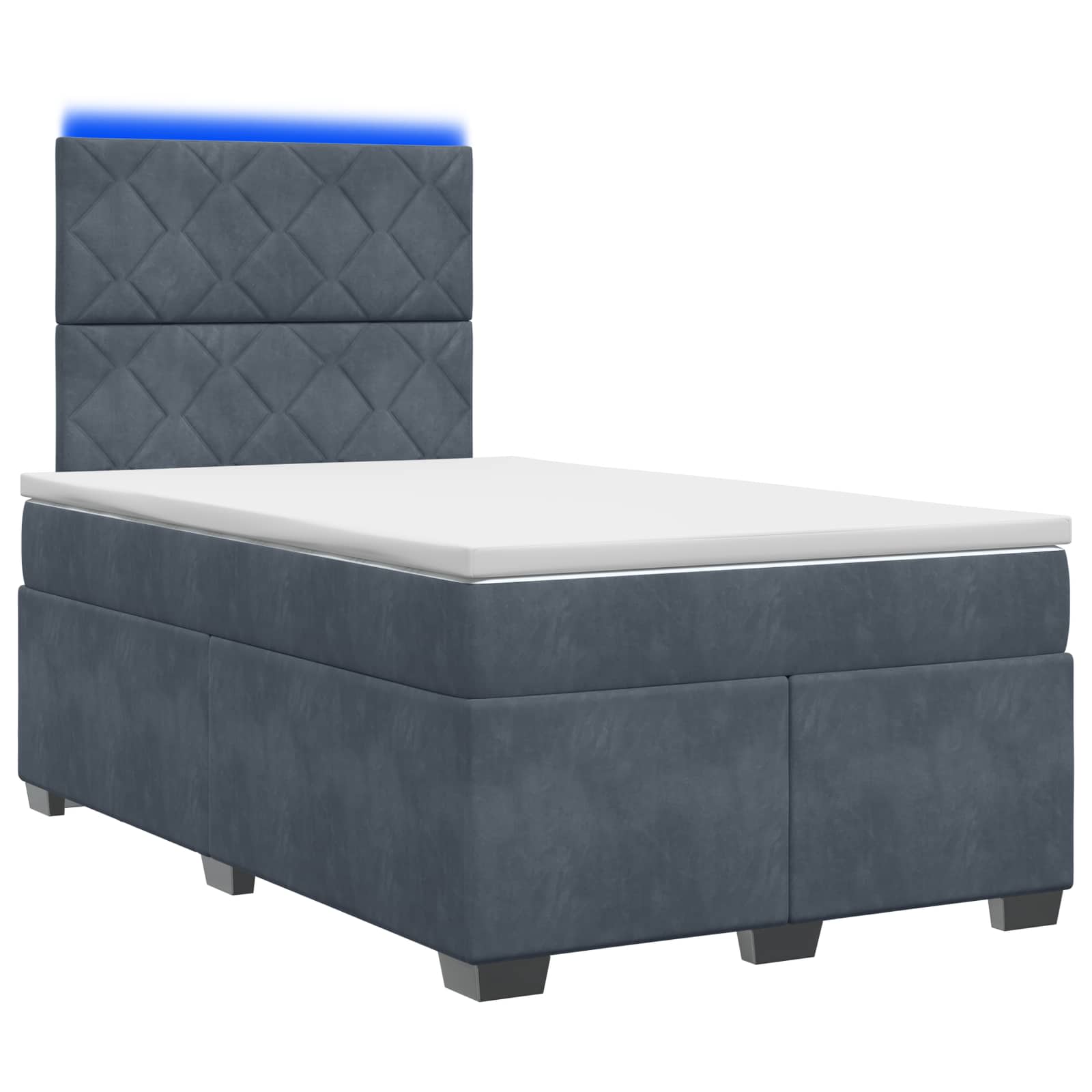Lit boxspring avec matelas Gris foncé 120 x 190 cm Velours