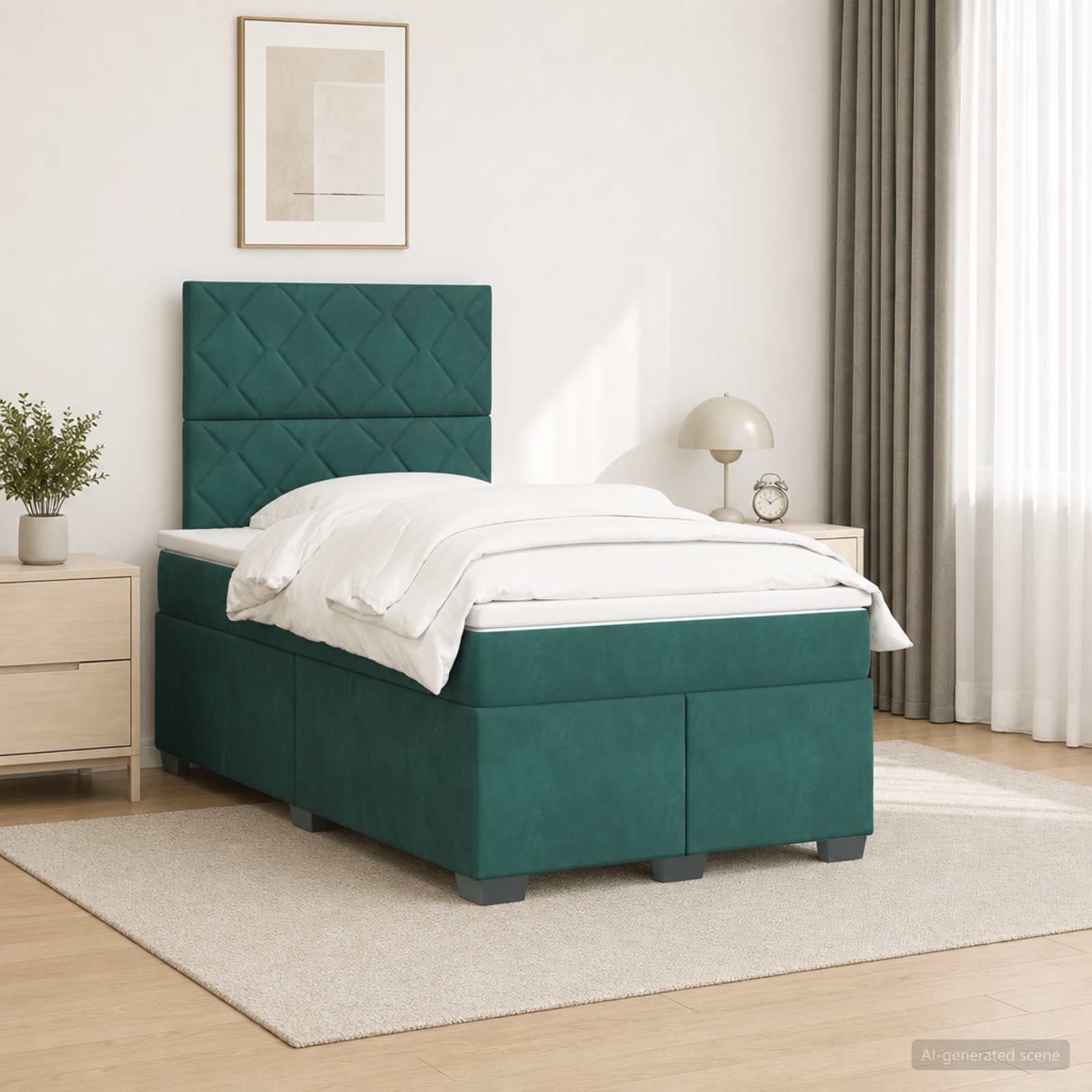 Lit boxspring avec matelas Vert foncé 120 x 190 cm Velours