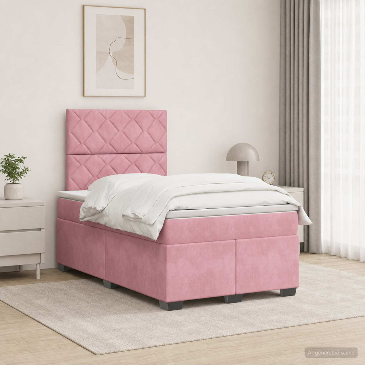 Lit boxspring avec matelas Rose 120 x 200 cm Velours