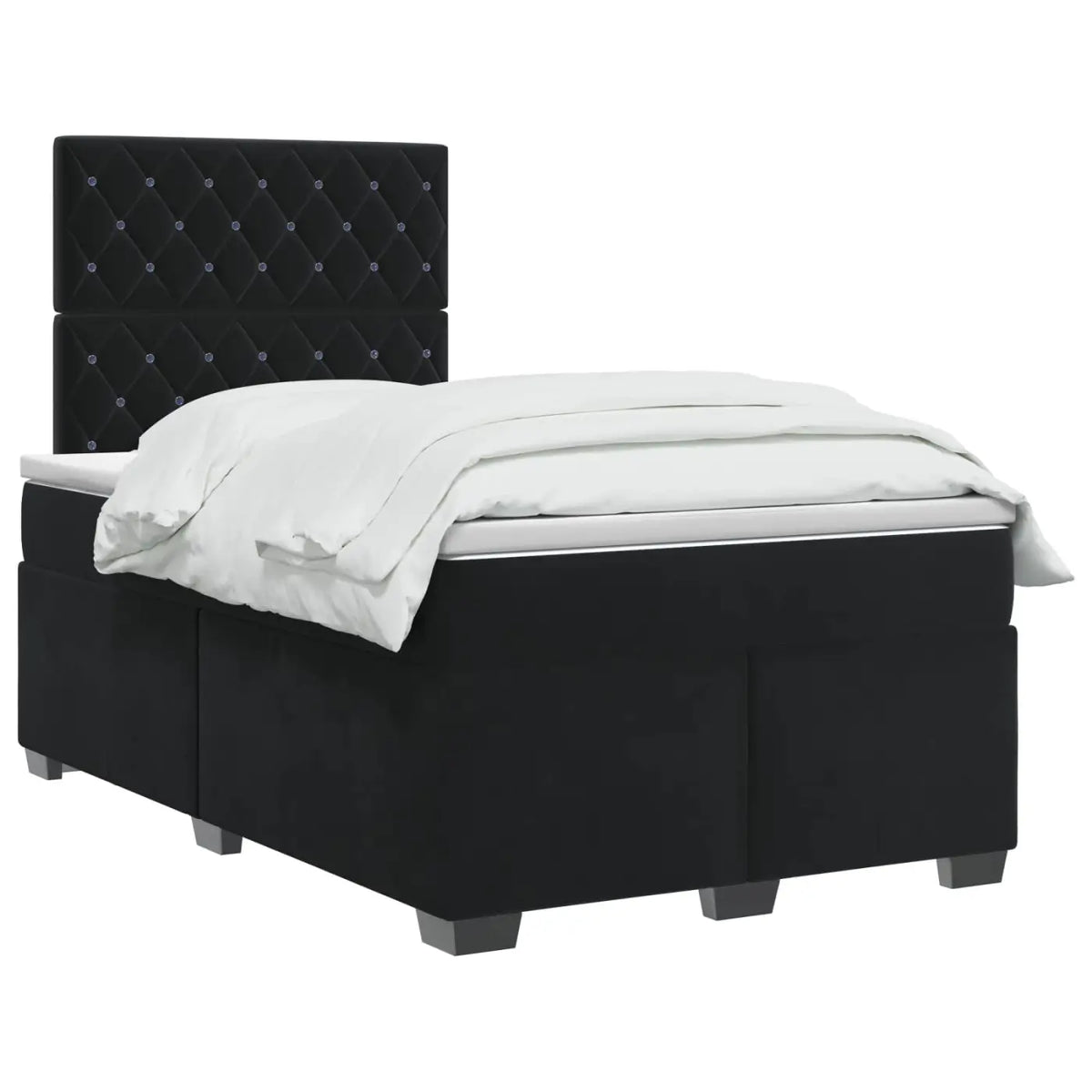 Lit boxspring avec matelas Noir 120 x 200 cm Velours - XIOS