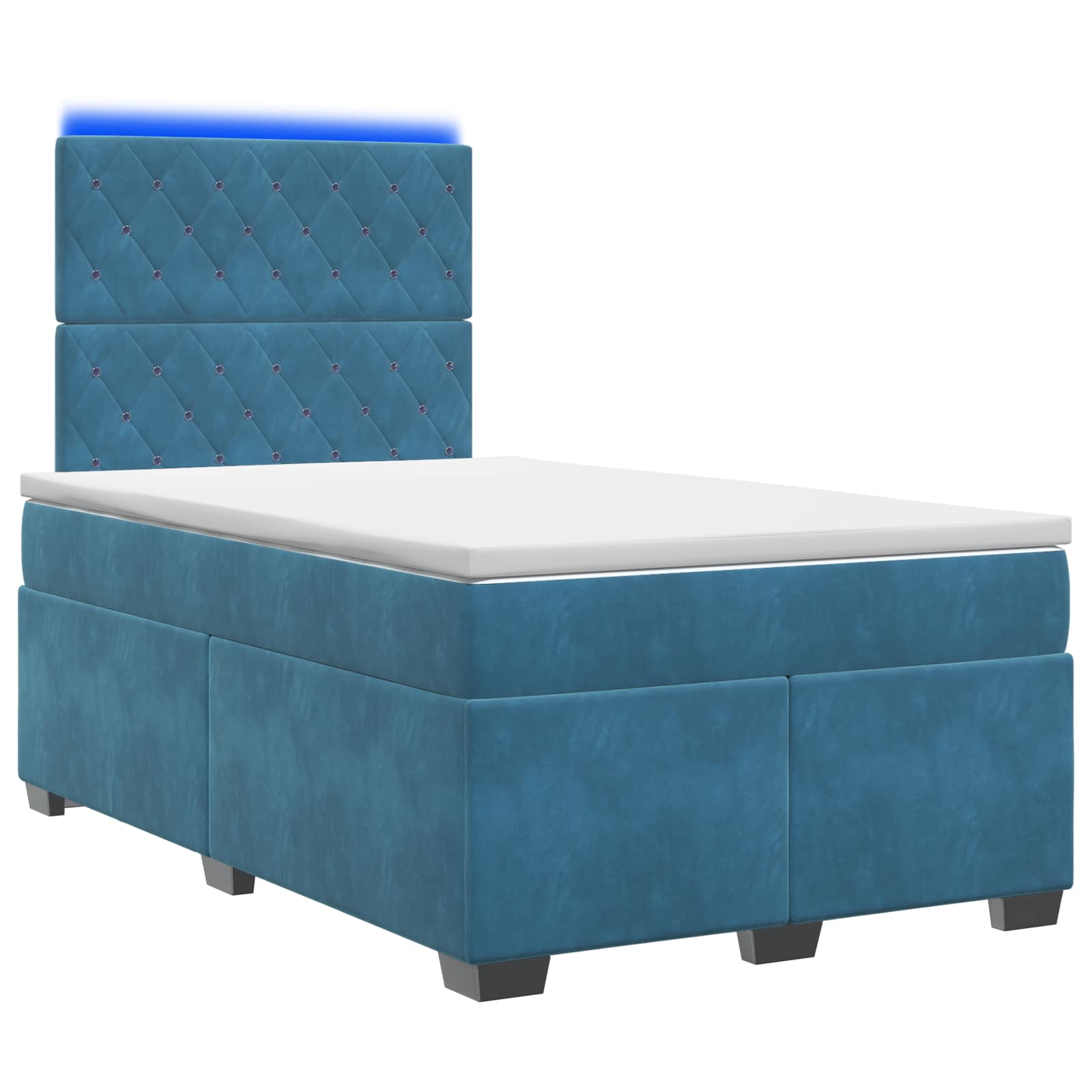 Lit boxspring avec matelas Bleu 120 x 200 cm Velours