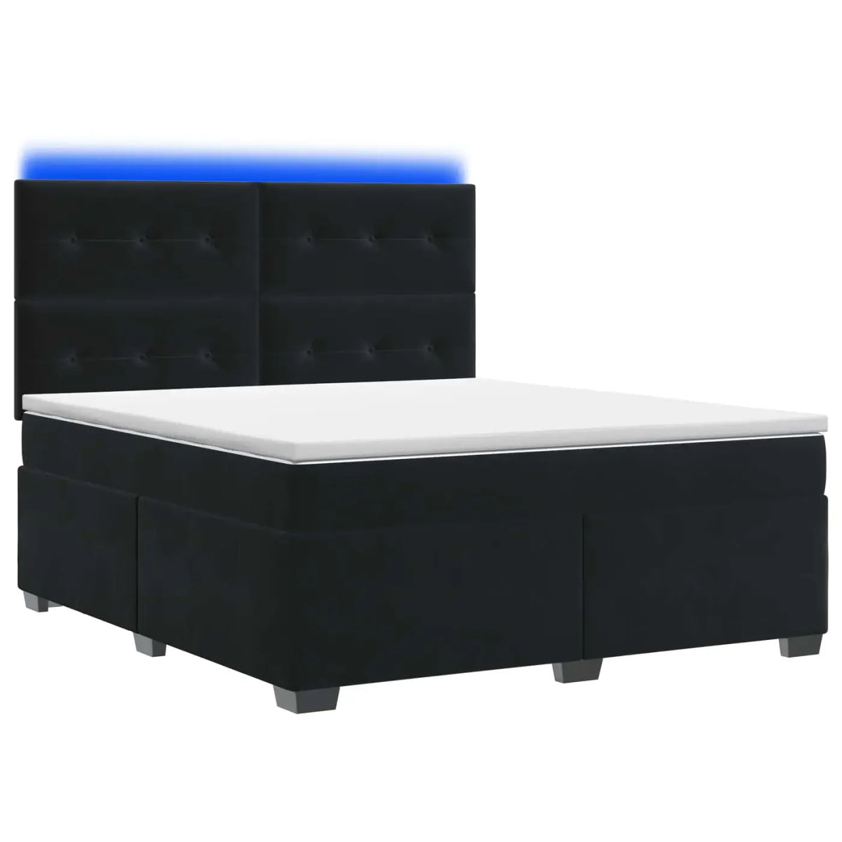 Lit boxspring avec matelas Noir 140 x 190 cm Velours - XIOS