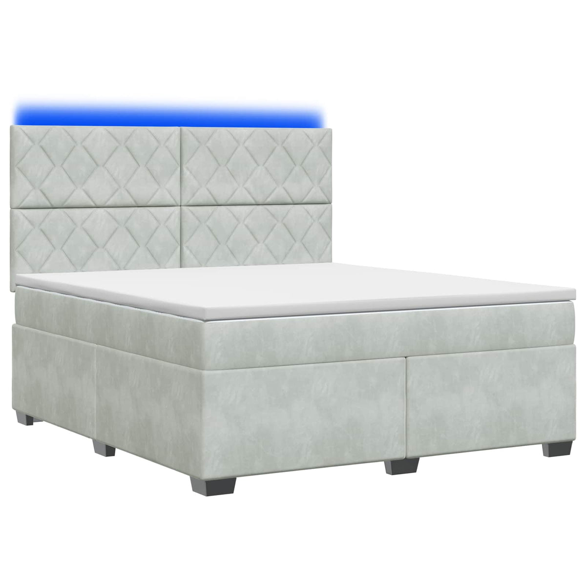 Lit boxspring avec matelas Gris clair 140 x 190 cm Velours