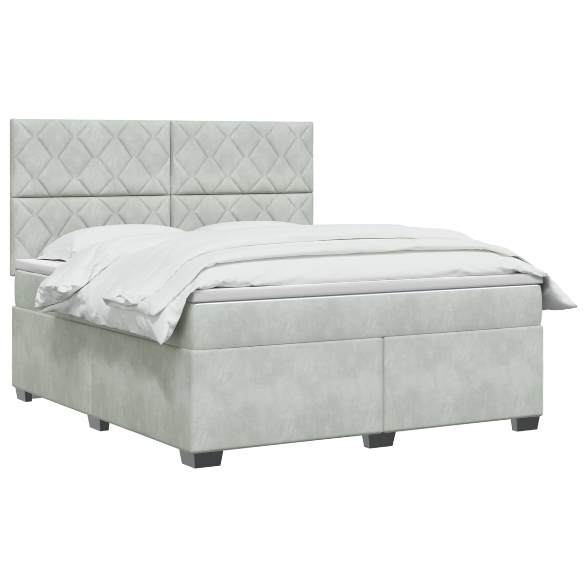 Lit boxspring avec matelas Gris clair 140 x 190 cm Velours
