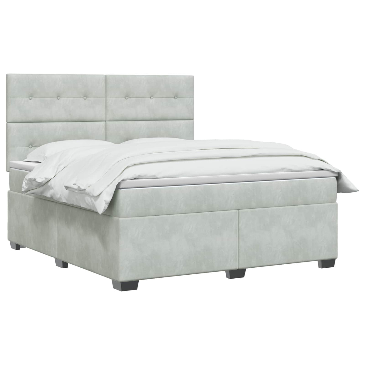 Lit boxspring avec matelas Gris clair 140 x 200 cm Velours